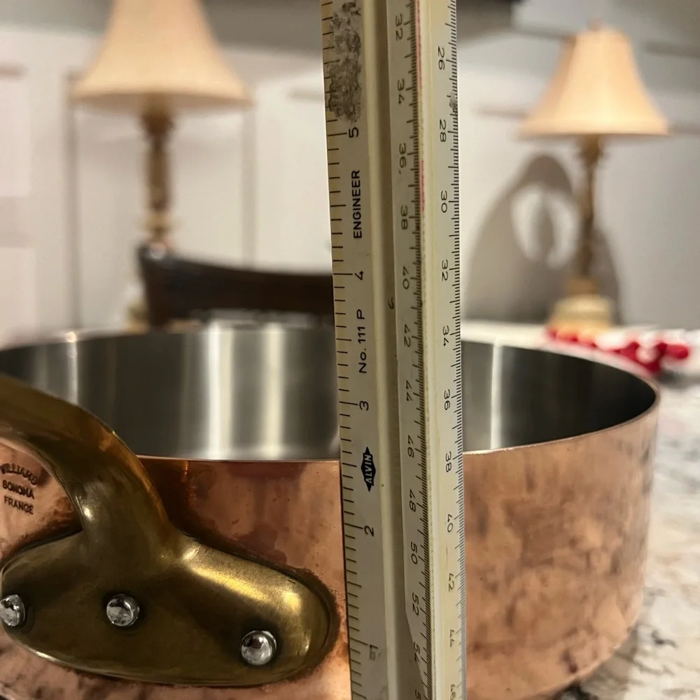Williams Sonoma Copper Saucepan with Brass Handle
